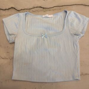 Gaze Light Blue Crop Top with Bow